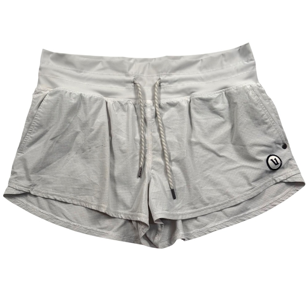 Vuori Seabreeze Shorts Womens Medium White Grey Grid Active Running VW370